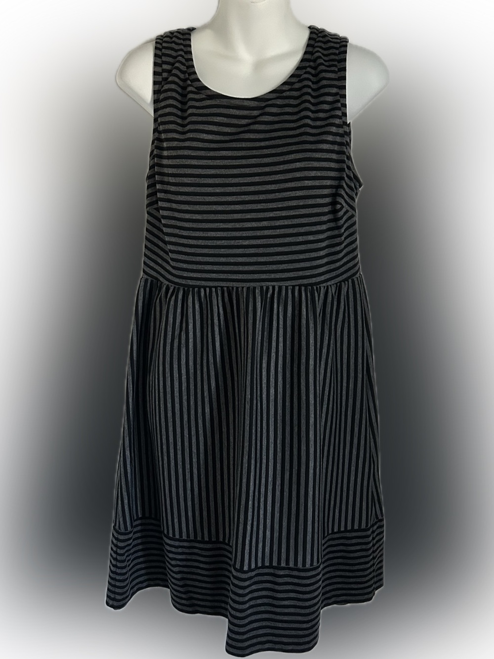 Daisy Fuentes Black & Gray Striped Sleeveless Girls Dress